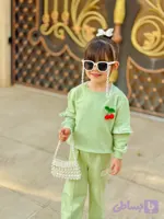 بلوز شلوار دخترانه مدل چری دورس دو نخ پنبه مناسب ۲ تا ۷ سال