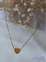 گردنبند زنانه استیل طلایی رنگ ثابت مدل قلب سه‌بعدی