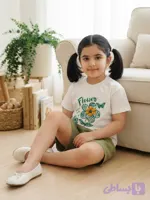 ست تیشرت شلوارک دخترانه طرح گل