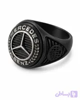 انگشتر مردانه استیل رنگ مشکی طرح mercedes benz
