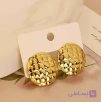 گوشواره زنانه روکش طلا طرح توپ بافت‌دار
