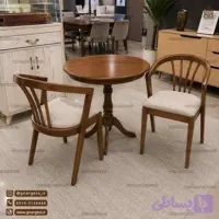 میز غذا خوری چوبی 2 نفره سبدی با میز آرزو