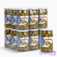 زیتون شور با هسته درشت سمیران شیشه 670 گرمی بسته 12 عددی
