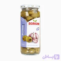 زیتون پر شده با سیر سمیران شیشه 450 گرمی