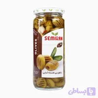 زیتون بی هسته کبابی سمیران شیشه ۴۵۰ گرمی