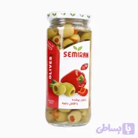زیتون پر شده با فلفل دلمه سمیران شیشه 450 گرمی