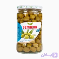 زیتون شور با هسته بادامی سمیران شیشه 670 گرمی