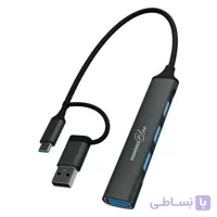 هاب 4 پورت دو سر USB-A و USB-C پرودو PBHUB0019