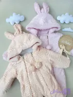 کاپشن سرهمی بچگانه و دخترانه کریستالی گرم زمستانه دو رنگ گلبهی و صورتی(مناسب ۶ تا ۱۲ ماه)