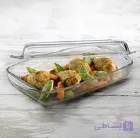 تابه پیرکس مستطیل درب دار دو طرفه برند برجام پاشاباغچه کد 59009