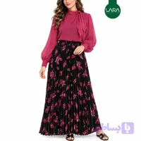 دامن پلیسه ماکسی گل دار کد 2123