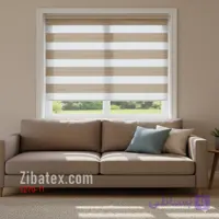پرده زبرا طرح چوب تور خط دار کرم روشن کد 11_1270