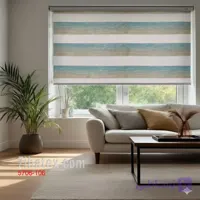 پرده زبرا طرح بافت رنگ آبی بژ
