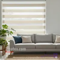 پرده زبرا پلیسه طرح کلاسیک شیری
