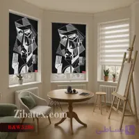 پرده شید چاپی طرح چهره هندسی کد B&W 5286