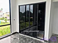 کابین دوش فریم مشکی شیشه سکوریت 6 میل جهت ورودی حمام مستر