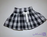 دامن تک دخترانه پلیسه داخل آستر مجلسی طرح چهارخونه