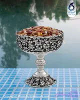 آجیل خوری تک پایه شبه نقره قلم گل برجسته