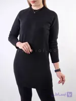 تونیک بافت گپ یقه گرد مشکی زنانه