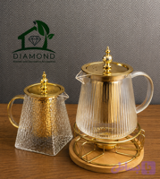 قوری پیرکس دمنوش و چای صافی‌دار طلایی