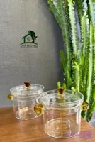 قابلمه پیرکس تک جداره درب‌دار دسته رنگی