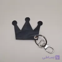 جاکلیدی دستساز چرم طبیعی گاو طرح تاج با قلاب مدبردار
