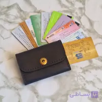 جاکارتی چرم طبیعی گاو مدل آکاردئونی دارای 10 جای کارت