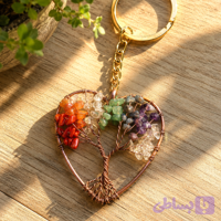 جاکلیدی قلبی با سنگهای هفت چاکرا