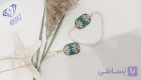نیم ست رزینی بابونه طبیعی باورق طلا