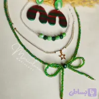 ست گردنبند و گوشواره پاپیونی سبز