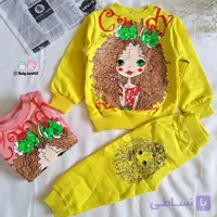 ست بلوز و شلوار بچه گانه دخترانه پاییزه ۱ تا ۵ سال سایز ۳۵ تا ۴۵ جنس دورس پنبه با کیفیت عالی و دوخت بسیار تمیز /طرح موفرفری