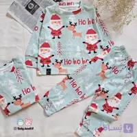 ست بلوز و شلوار راحتی خانگی بچه گانه دخترانه و پسرانه مناسب ۵ تا ۱۲ سال جنس نخ پنبه نرم و لطیف بدون آب رفت و رنگ دهی طرح بابانوئل
