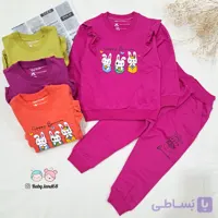 ست بلوز و شلوار بچگانه دخترانه چین دار ۲ تا ۹ سال سایز ۴۰ تا ۵۵ جنس پنبه طرح ۳ خرگوش