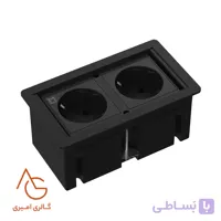 پریز PARMA توکار 2 سوکت برق (16A-2500W) رنگ Matte Black ملونی کد 10168