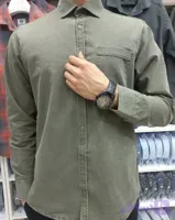 پیراهن مردانه کتان سنگشور اندامی تک جیب