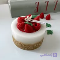 شمع تزئینی دست‌ساز مدل چیز کیک توت فرنگی و رزبری
