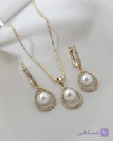 نیم ست نگینی آویز مروارید ژوپینگ (با زنجیر)