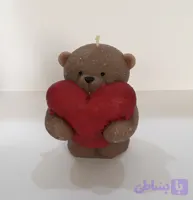 شمع فانتزی خرس قلب بدست بدون رایحه دستساز