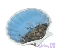 شمع فانتزی طرح دریا با پارافین ژله ای و ظرف طرح صدف سنگی دست ساز