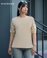 بلوز آستین سه ربع گلدار در رنگبندی جنس نخ پنبه گرم بالا