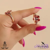 انگشتر طرح گل زرشکی ژوپینگ
