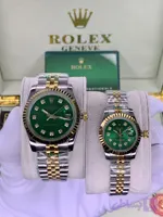ساعت رولکس زنانه دورنگ سیلور طلایی نگین دارRolex date-just -صفحه سبزسلطنتی-HA