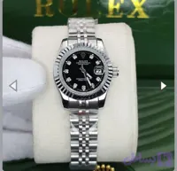 ساعت رولکس زنانه سیلور ساده و نگین دارRolex date-just -صفحه مشکی/سفید-HA