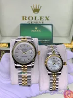 ساعت رولکس زنانه دورنگ سیلور طلایی ساده Rolex date-just -صفحه سفید-HA