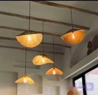 لوستر حصیری مدل کلاهی جنس رافیا