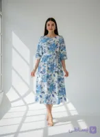 پیراهن بلند ماکسی پنبه گلدار آستین سه ربع