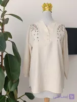 تونیک زنانه گلدوزی ( شومیز مانتویی جلو بسته)