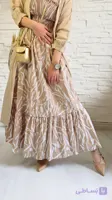 پیراهن ساحلی بلند دخترانه لینن طرحدار