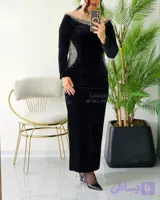 پیراهن مجلسی مخمل جواهردوزی لجین
