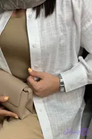 شومیز لینن سفید زنانه کاملا نخی قد ۶۰ سانت
